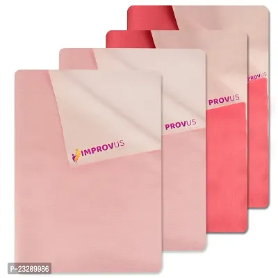 IMPROVUS Instadry Anti-Piling Fleece Extra Absorbent Quick Dry Sheet for New Born Babies, Cotton Bed Protector Mattress, Reusable Waterproof Baby Cot Sheet (Pink  Light Pink - Pack of 4)