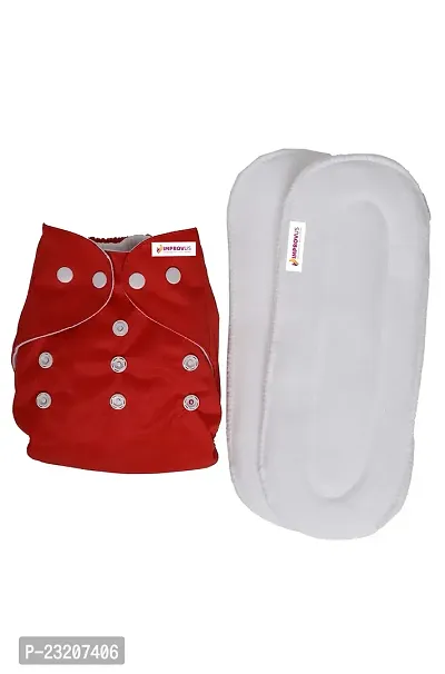 IMPROVUS Cloth Diapers for Babies Free Size Washable  Reusable, Adjustable Cloth Diaper With 2 Insert Pad (3Months- 3Years) - Set of 1 (Red)-thumb0