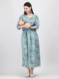 IMPROVUS Cotton A-Line Flaired Maternity Feeding Kurti for Women with Zippers | Maternity Dress for Pre and Post Pregnancy  Nursing for Mom-thumb1