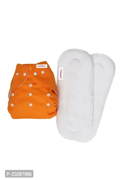 IMPROVUS Cloth Diapers for Babies Free Size Washable  Reusable, Adjustable Cloth Diaper With 2 Insert Pad (3Months- 3Years) - Set of 1 (Orange)