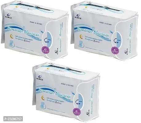 AIRIZ ORIGINAL Active Oxygen and Negative Ion Sanitary Napkin for Night - Relax BY AARNA SOLUTIONS (24 PIECES)