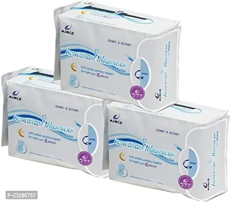 AIRIZ ORIGINAL Active Oxygen and Negative Ion Sanitary Napkin for Night - Relax BY AARNA SOLUTIONS (24 PIECES)-thumb2