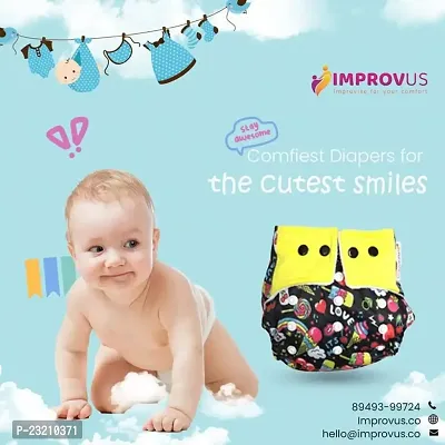 IMPROVUS 100% Cloth Diapers for Babies Free Size Washable  Reusable, Adjustable Cloth Diaper With Charcoal Insert Pad (3Months- 3Years) - Pack of 4-thumb5