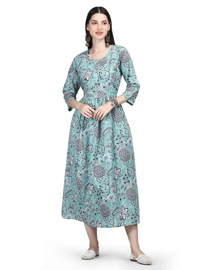 IMPROVUS A-Line Flaired Maternity Feeding Kurti for Women with Zippers | Maternity Dress for Pre and Post Pregnancy Nursing for Mom