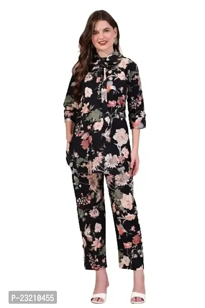 IMPROVUS Women's Modal Floral Print Clear Co-ord Set | Relaxed Fit for Women | Two Piece Suit Peplum Top  Pant | 3/4 Sleeve Cord Dress for Ladies |Fashionable for Party