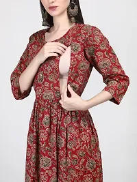 IMPROVUS Cotton A-Line Flaired Maternity Feeding Kurti for Women with Zippers | Maternity Dress for Pre and Post Pregnancy  Nursing for Mom-thumb3