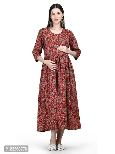 IMPROVUS Cotton A-Line Flaired Maternity Feeding Kurti for Women with Zippers | Maternity Dress for Pre and Post Pregnancy  Nursing for Mom