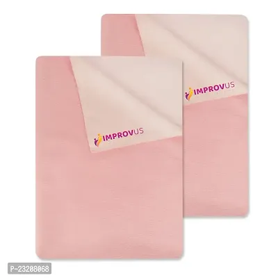 IMPROVUS Instadry Anti-Piling Fleece Extra Absorbent Quick Dry Sheet for New Born Babies, Cotton Bed Protector Mattress, Reusable Waterproof Baby Cot Sheet for Toddler Infant (Light Pink - Pack of 2)