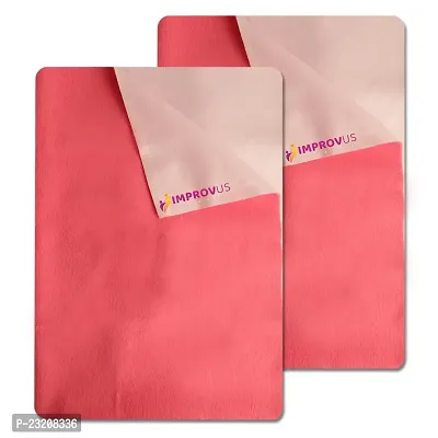 IMPROVUS Instadry Anti-Piling Fleece Extra Absorbent Quick Dry Sheet for New Born Babies, Cotton Bed Protector Mattress, Reusable Waterproof Baby Cot Sheet for Toddler Infant (Pink - Pack of 2)