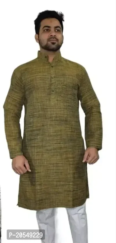 Men Stylish Cotton Blend Straight Kurta-thumb0