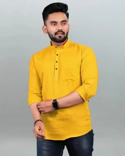 Classic Solid Short Kurta for Men