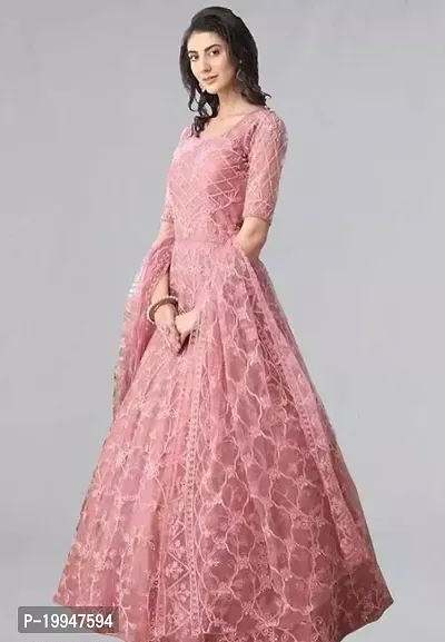 Fancy Chanderi Cotton Gown For Women-thumb0