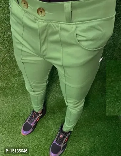 Green Lyocell Regular Track Pants For Men