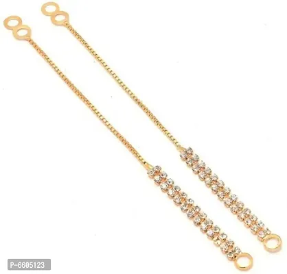 DOUBLE Layer Gold Plated Gold-Tone Hair Kan Chain for Women Brass Ear Thread Brass, Alloy, Metal Ear Thread-thumb0