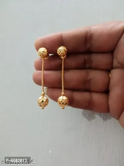 Alluring Alloy Golden Earrings For Women-thumb0