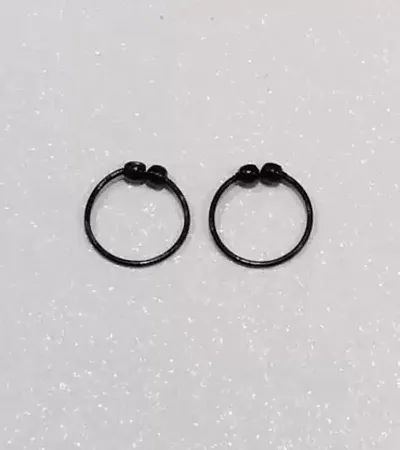 Black Silver Plated Alloy, Brass, Metal Nose Ring  (Pack of 2)