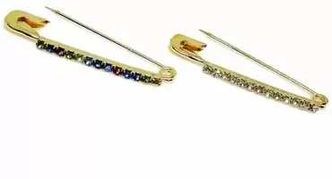 Multi stone Safety Pin Combo of Saree Pins hijab Pins brooch for Women PACK OF 6 Brooch  (Multicolor)-thumb1