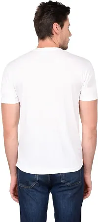 Stylish Solid Round Neck Cotton Blend White T-Shirt For Men-thumb4