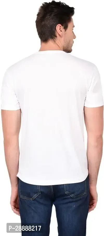 Stylish Solid Round Neck Cotton Blend White T-Shirt For Men-thumb5