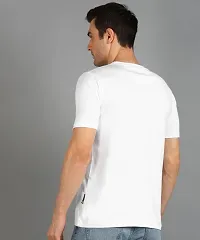 Stylish Solid Round Neck Cotton Blend White T-Shirt For Men-thumb1