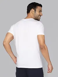 Stylish Solid Round Neck Cotton Blend White T-Shirt For Men-thumb4