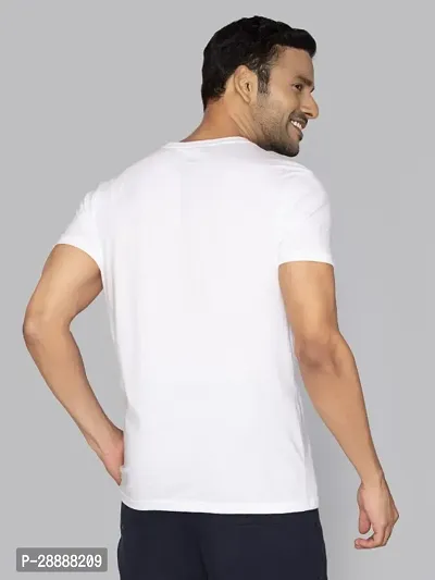 Stylish Solid Round Neck Cotton Blend White T-Shirt For Men-thumb5