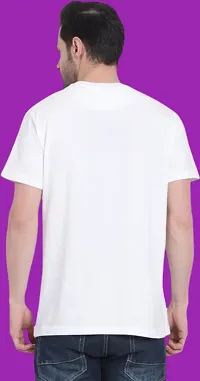 Stylish Solid Round Neck Cotton Blend White T-Shirt For Men-thumb1