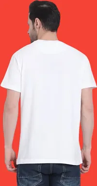 Stylish Solid Round Neck Cotton Blend White T-Shirt For Men-thumb2