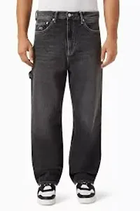 Men's Faded Black Straight Fit Beggy Jeans-thumb1