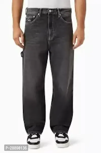 Men's Faded Black Straight Fit Beggy Jeans-thumb2