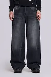 Men's Faded Black Straight Fit Beggy Jeans-thumb2