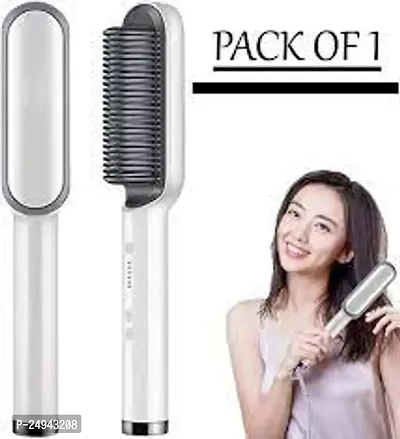 Hair Straightener Comb Brush For Men  Women (WHITE)-thumb0
