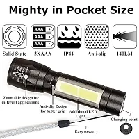 Zoomable Handheld Xpe+Cob Mini Usb Re Charge Able Led Flashlight Torch(black)-thumb1