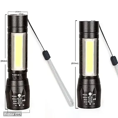 Zoomable Handheld Xpe+Cob Mini Usb Re Charge Able Led Flashlight Torch(black)-thumb3