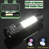 Zoomable Handheld Xpe+Cob Mini Usb Re Charge Able Led Flashlight Torch(black)-thumb3