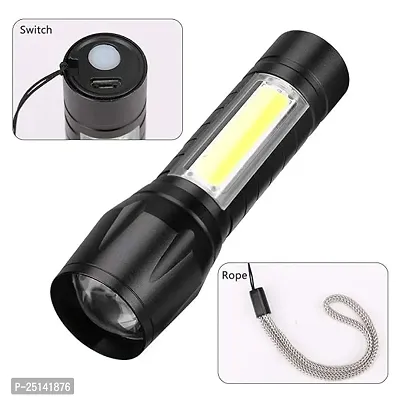 Rechargeable Pocket Torch Light - Micro USB Rechargeable LED Light(BLACK)