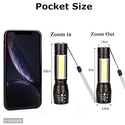 Rechargeable Pocket Torch Light - Micro USB Rechargeable LED Light(BLACK)-thumb2
