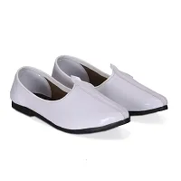 JAVIO White Ethinic Casual Slip On Patent Loafers Juti Mojaris Kolhapuris Rajsthani Nagra Punjabi Juttis Kurta-Payjamas Juti For Boys and Mens-thumb1