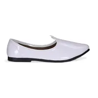 JAVIO White Ethinic Casual Slip On Patent Loafers Juti Mojaris Kolhapuris Rajsthani Nagra Punjabi Juttis Kurta-Payjamas Juti For Boys and Mens-thumb2