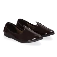 JAVIO Brown Ethinic Casual Slip On Patent Loafers Juti Mojaris Kolhapuris Rajsthani Nagra Punjabi Juttis Kurta-Payjamas Juti For Boys and Mens-thumb3