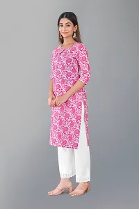 Elegant Pink Printed Cotton Blend Kurta with Palazzo Set For Women-thumb2