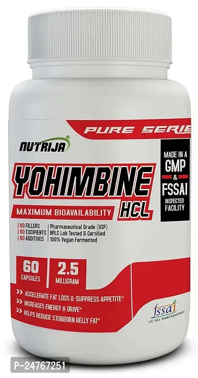 Nutrija Yohimbine Hcl 2 5Mg Strength Potent Fat Burner Pack Of 60 Capsule