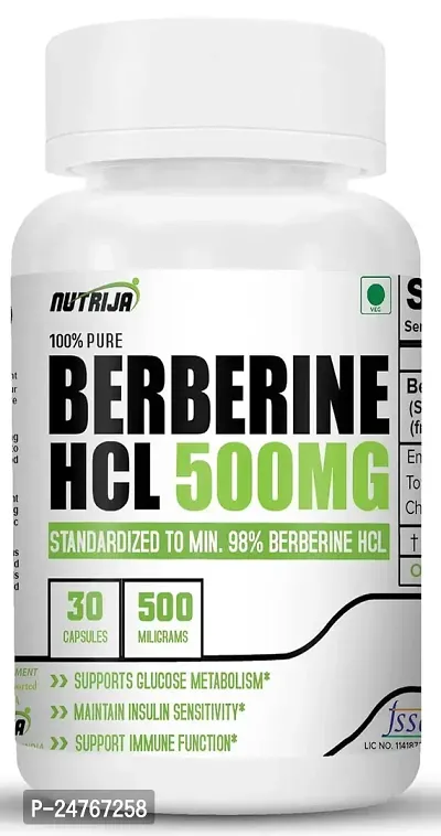 Nutrija Berberine Hcl 500Mg Capsules 98 Highly Purified And Bioavailable Supplement 30 Capsules