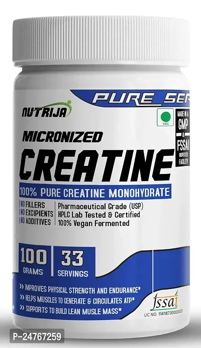 Nutrija Pure Micronized Creatine Monohydrate Powder 100Grams Pre Post Workout Supplement For Muscle Repair Recovery