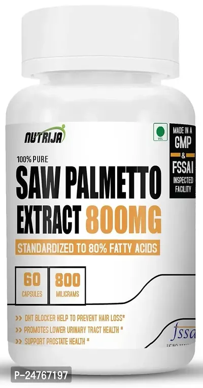 Nutrija Saw Palmetto Extract 800Mg 80 Fatty Acid Dht Blocker Support Hair Growth Healthy Prostate 60 Capsules