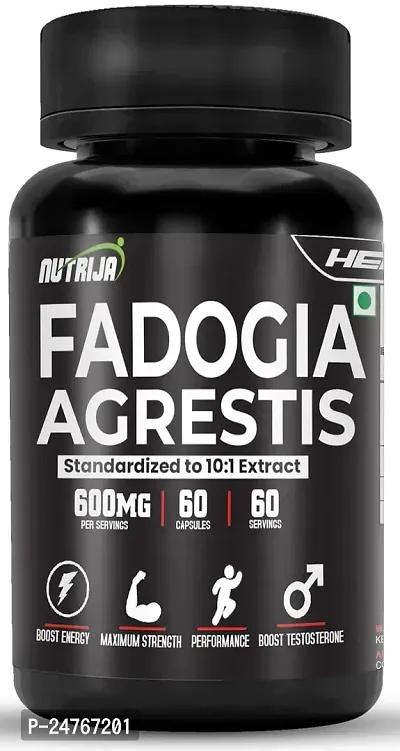 Nutrija Fadogia Agrestis Extract Standardized To 10 1 With Bioperine Highly Bioavailable 60 Capsules