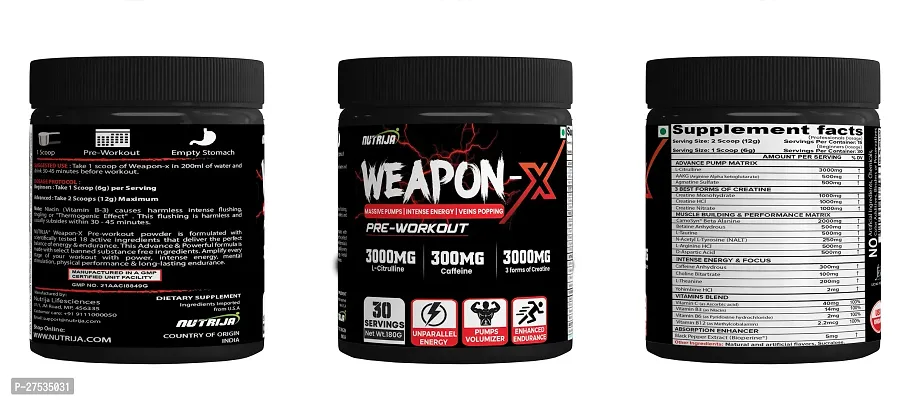 NutriJa Weapon-X Pre-Workout Powder - 30 Servings, Tangy Orange-thumb2