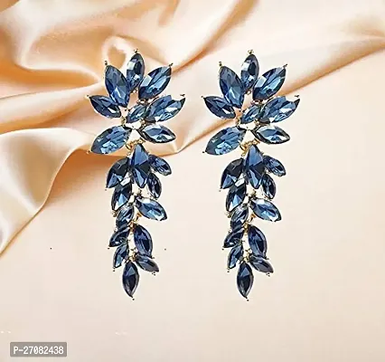 Gold-Plated Crystal-Studded Drop Earrings-thumb0