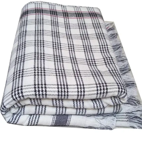 Holy Heart Collections Handloom Made Single Bed Cotton Khadi Khes,Comforter,AC Blanket,Cotton Sheet,Throw -Set of One Pc,White Striped
