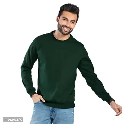 Men's Full Sleeve Solid Sweatshirt (S, Green)-thumb0